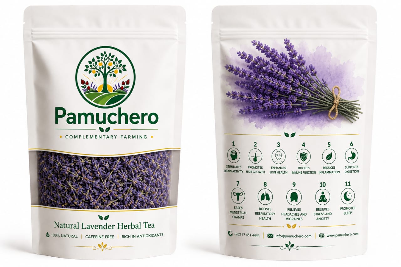 Pamuchero natural lavender herbal tea packaging